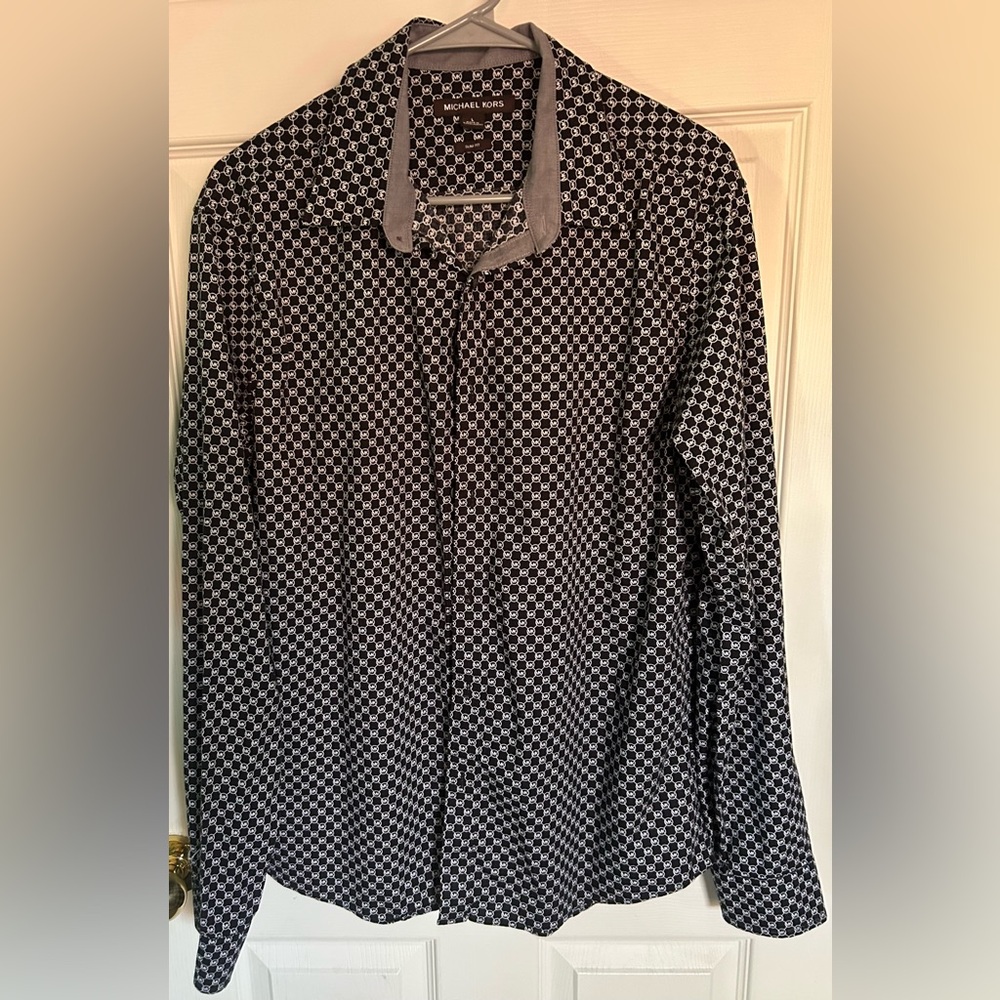 Michael Kors Geometric Black and White Shirt Jacket